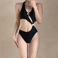 Women's Black Sexy High Waist One Piece Swimsuit Summer Luxury Beachwear Surfing Bodysuit
