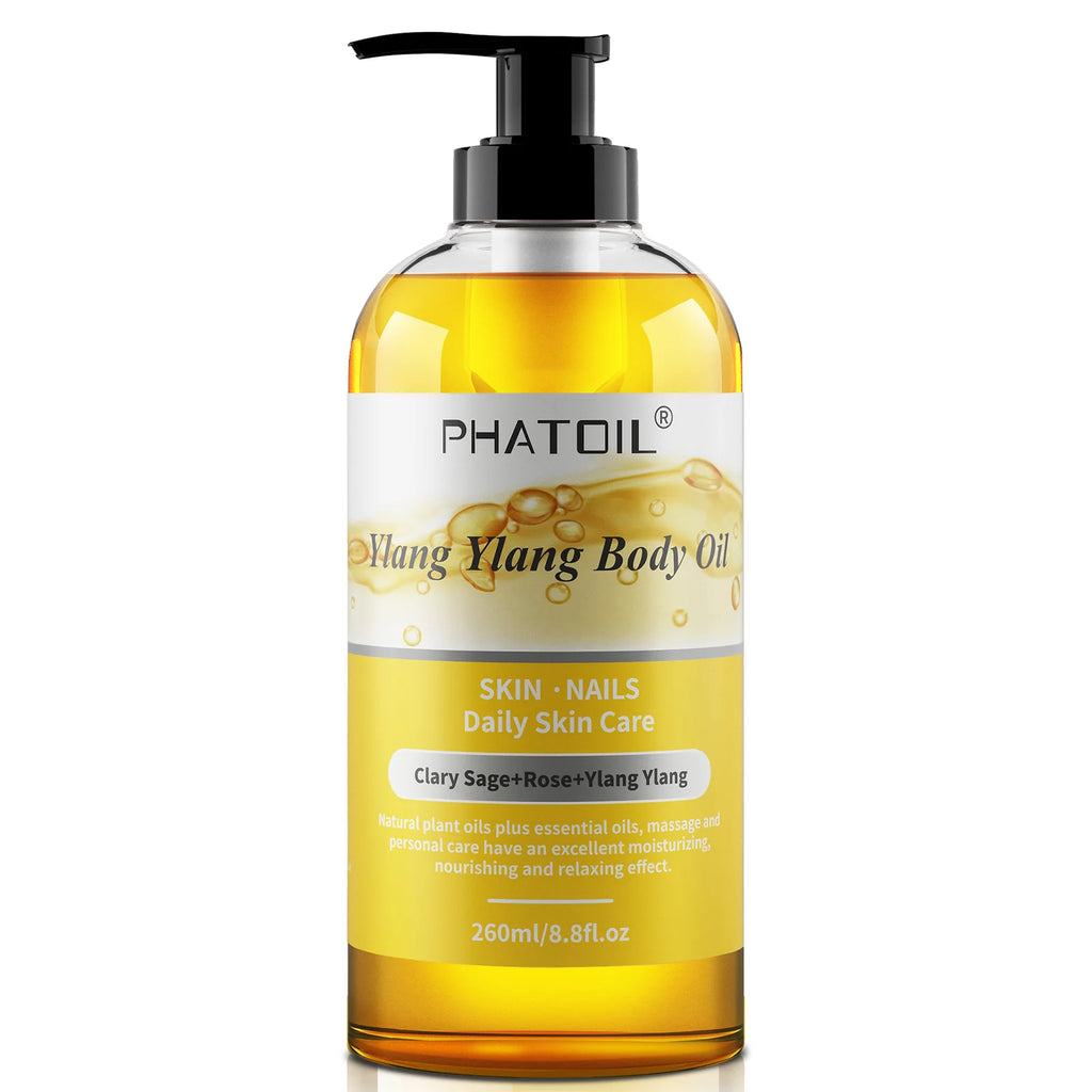 PHATOIL 260ml Body Oil For Moisturizing & Soothes Skin Ginger Grapefruit Rose Lavender Massage Body Oils Long-Lasting Fragrance