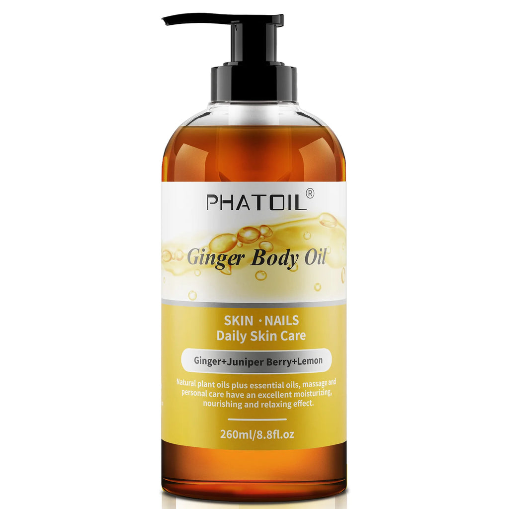 PHATOIL 260ml Body Oil For Moisturizing & Soothes Skin Ginger Grapefruit Rose Lavender Massage Body Oils Long-Lasting Fragrance