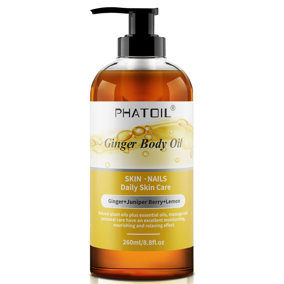 PHATOIL 260ml Body Oil For Moisturizing & Soothes Skin Ginger Grapefruit Rose Lavender Massage Body Oils Long-Lasting Fragrance