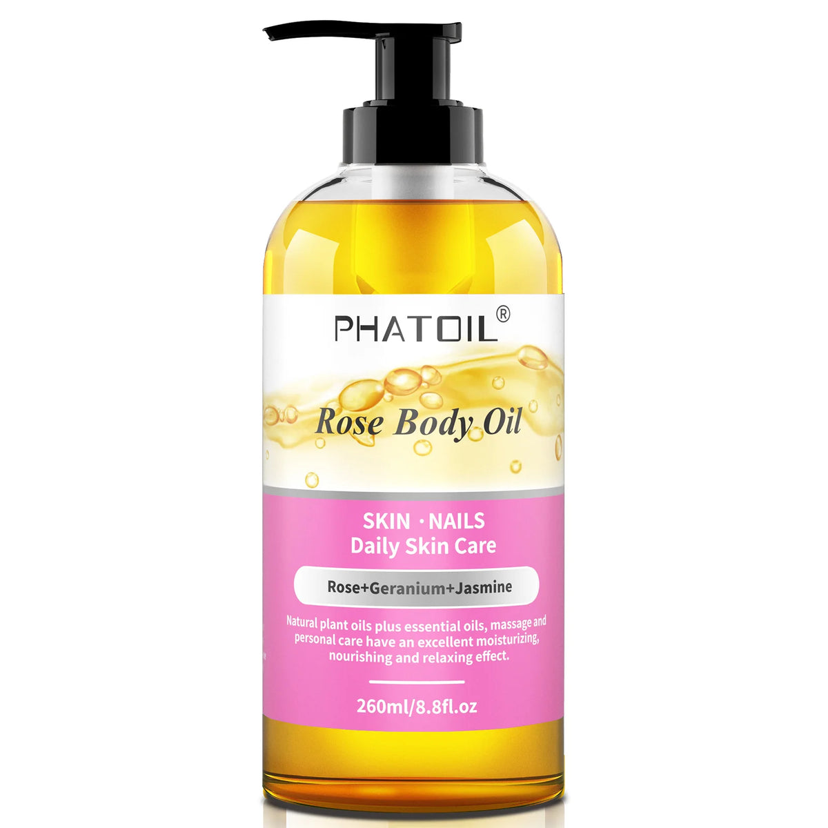 PHATOIL 260ml Body Oil For Moisturizing & Soothes Skin Ginger Grapefruit Rose Lavender Massage Body Oils Long-Lasting Fragrance