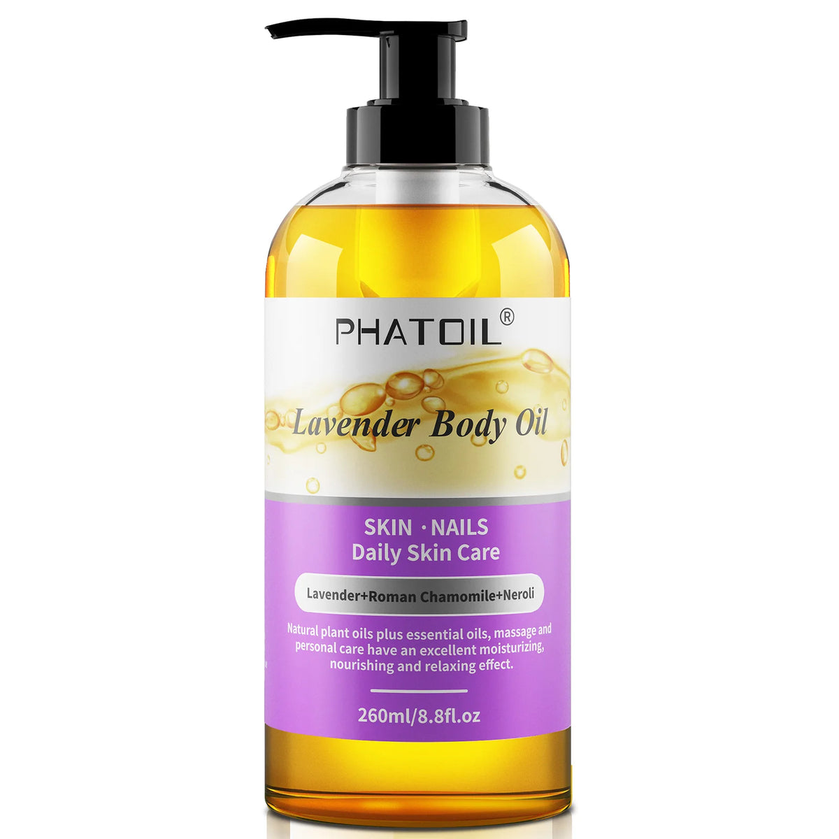 PHATOIL 260ml Body Oil For Moisturizing & Soothes Skin Ginger Grapefruit Rose Lavender Massage Body Oils Long-Lasting Fragrance