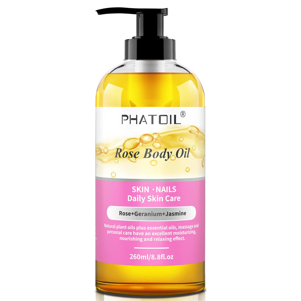 PHATOIL 260ml Body Oil For Moisturizing & Soothes Skin Ginger Grapefruit Rose Lavender Massage Body Oils Long-Lasting Fragrance