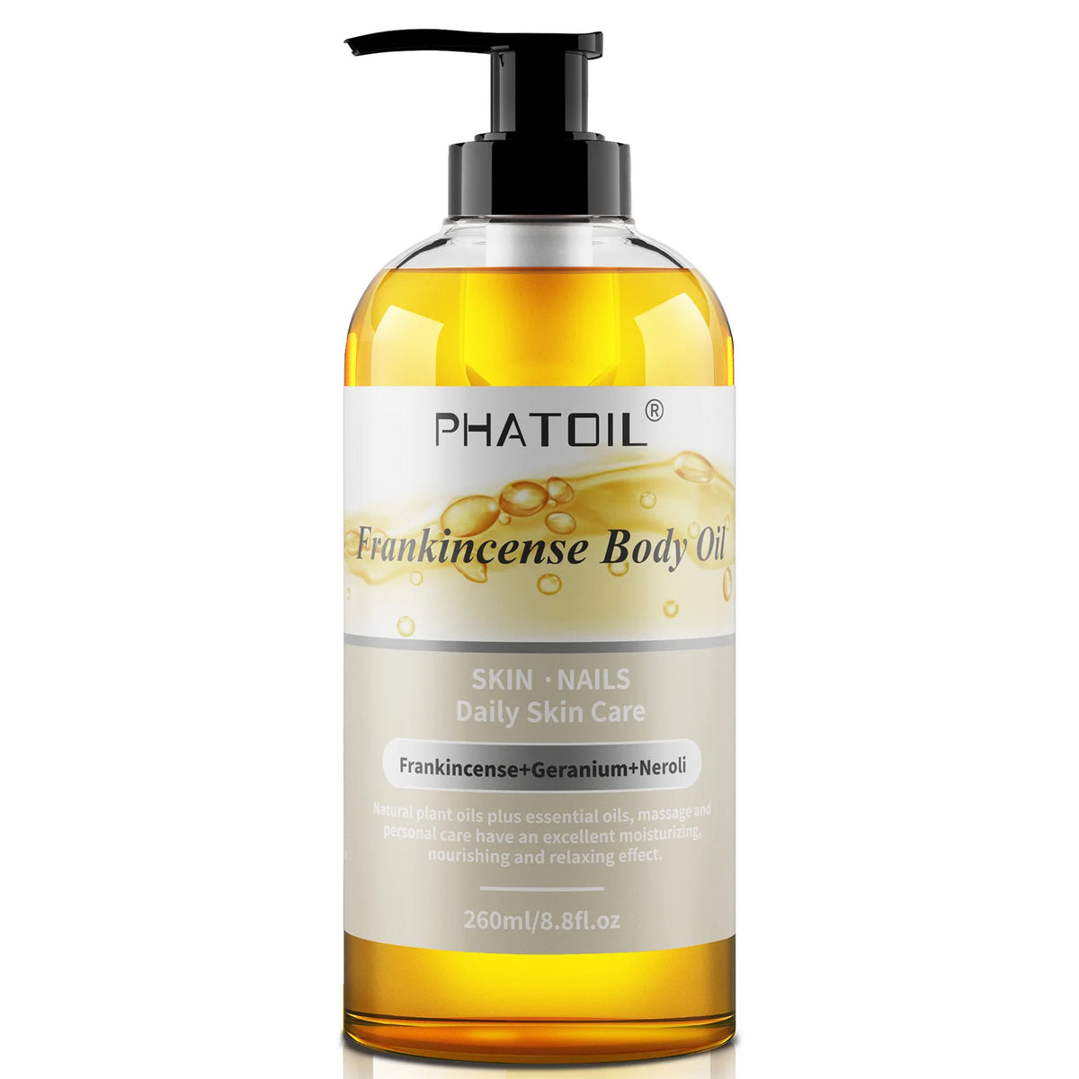 PHATOIL 260ml Body Oil For Moisturizing & Soothes Skin Ginger Grapefruit Rose Lavender Massage Body Oils Long-Lasting Fragrance