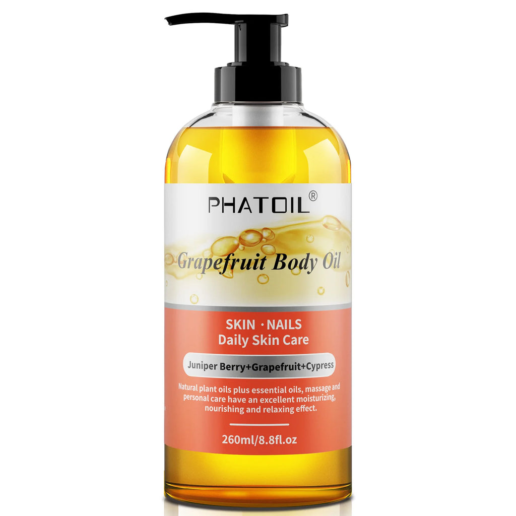 PHATOIL 260ml Body Oil For Moisturizing & Soothes Skin Ginger Grapefruit Rose Lavender Massage Body Oils Long-Lasting Fragrance