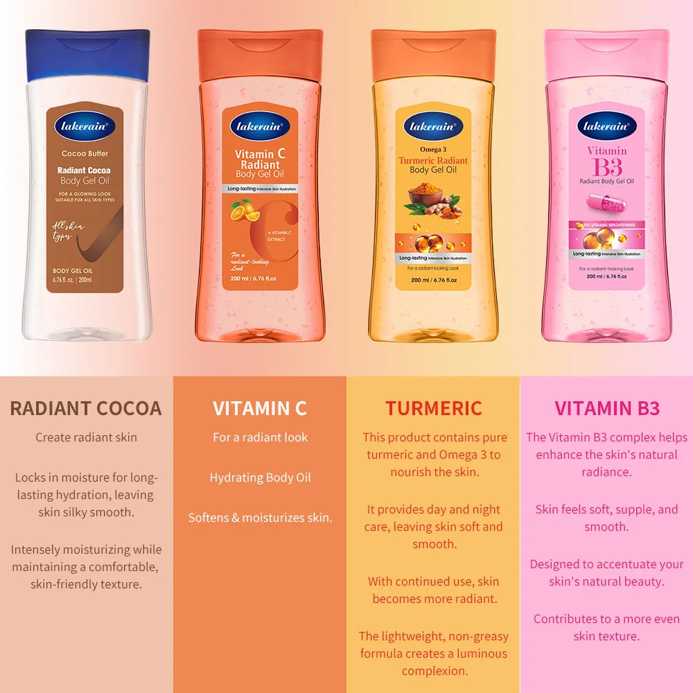 Vitamin C Turmeric Radiant Body Gel Oil Moisturizing Soften Dry Skin Glowing Treatment Nourishes & Hydrates Body Lotion Oil Care