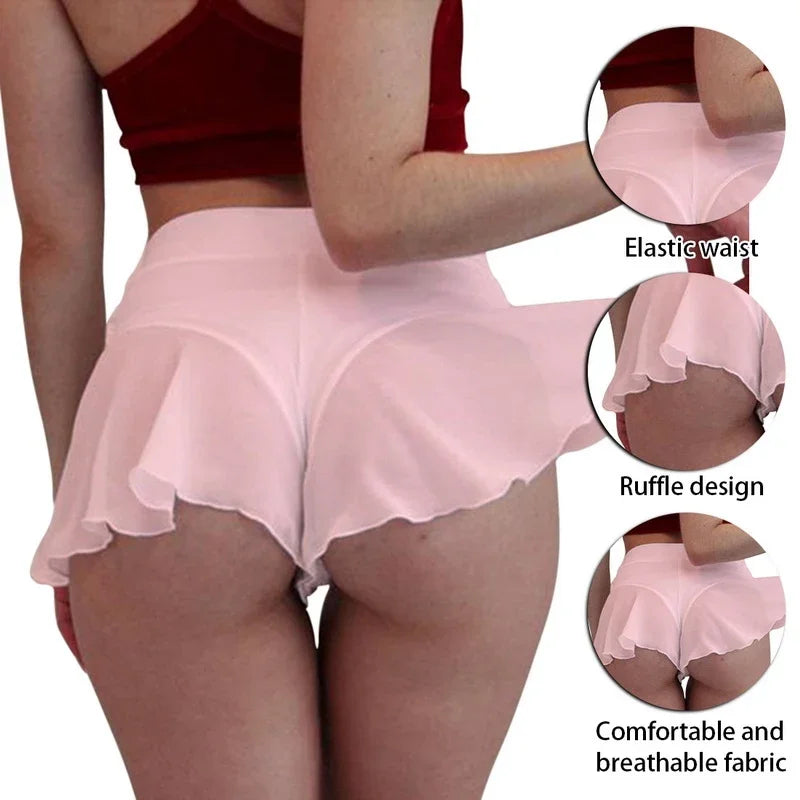 See Through Women Panties Sport Dress Ruffles Dancewear  Sexy Tennis Skirt Lingerie Thongs Sexy Underwear Women Mini Dress