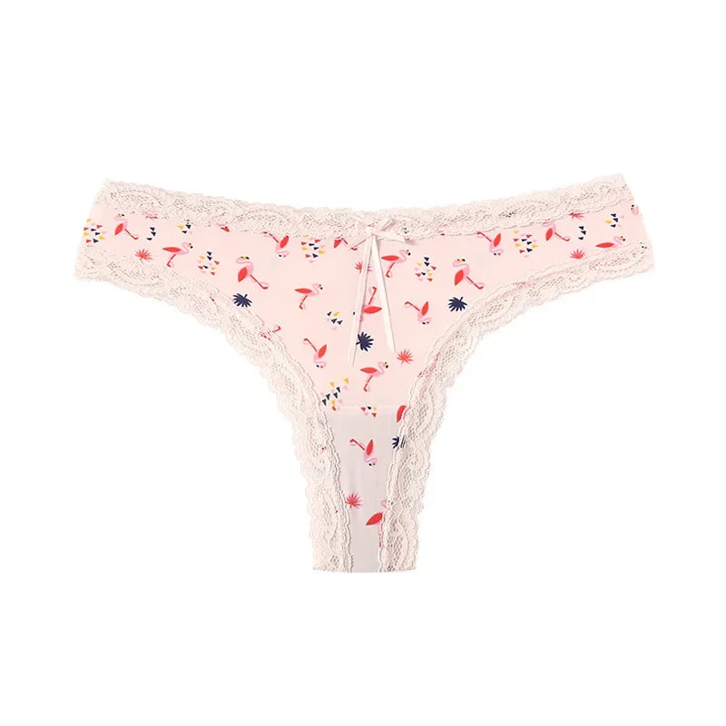 Women Sexy Flowers Panties Low-waist G String Thong Underwear Female Temptation Breathable Lingerie Lace T Pants Intimate