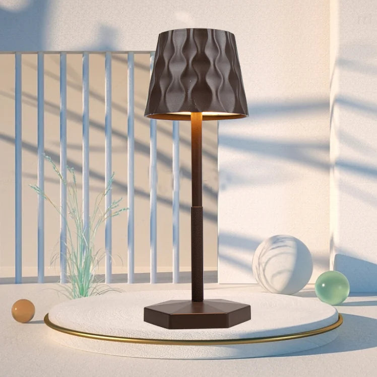 Classic Minimalist Touch Wireless Table Lamp, Decorative Table Lamp, Ripple Lampshade - Black - White - Gold - Multiple Colors Available Led Table Lamp, USB Rechargeable, Three-Color Adjustable Brightness Lighting, Suitable f