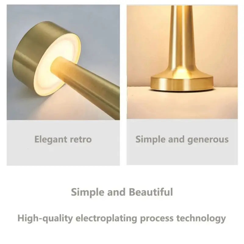 LED Table Lamp Retro Bar Touch Dimmable 3 Color Rechargeable Dining Desktop Night Light for Vintage Desk Lamp Bar Decoration
