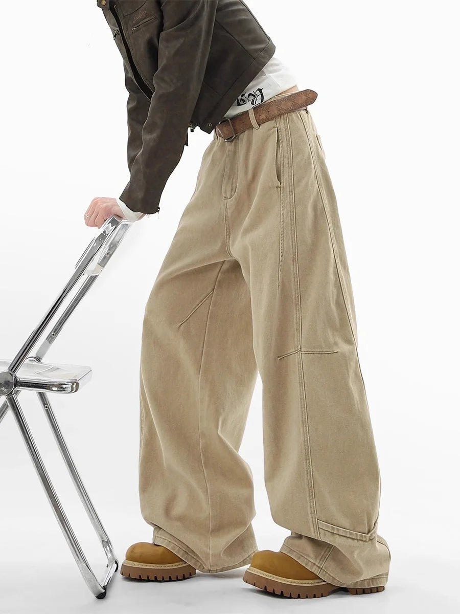 Jeans for Men and Women, Autumn Vintage High Street Workwear, Loose Casual Wide Leg Pants