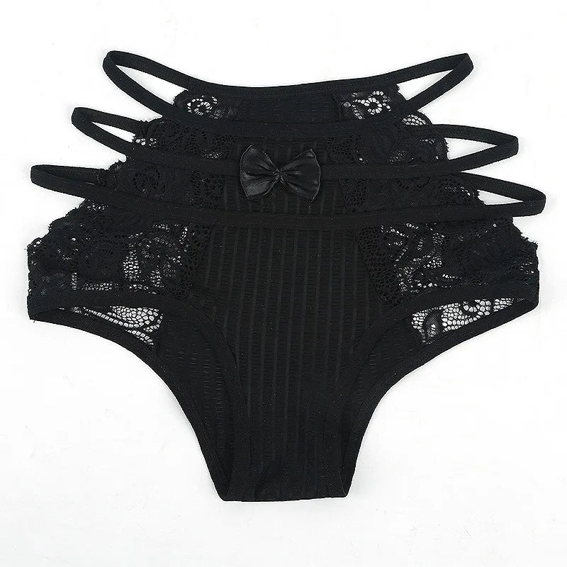 Women's Panties Sexy Lace Hollow Out Lingerie Breathable Ultra-Thin Underpants Lace Floral Comfortable High Waist Elastic Briefs
