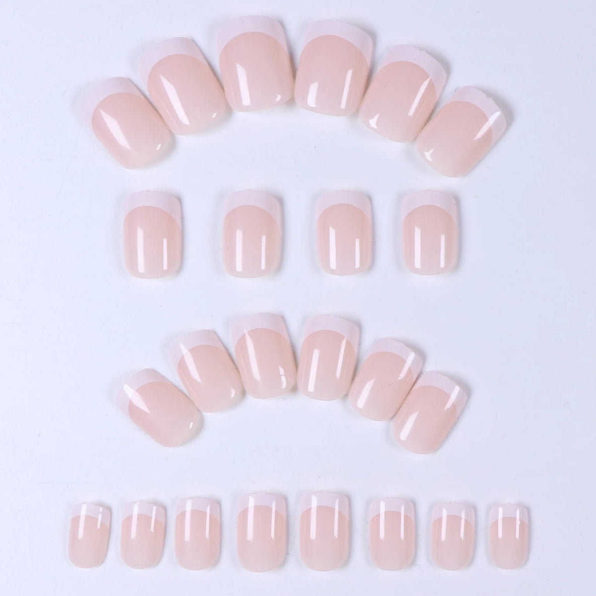 Press On Nails 120 Pcs Short Square French Nails Simple Color Contrast Fun Pattern Fake Nails