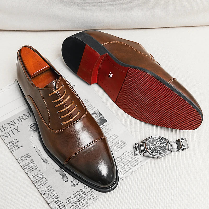 Red Sole Men Shoes Black Brown Oxfords Square Toe Lace-up Wedding Shoes for Men with  Men Shoes
