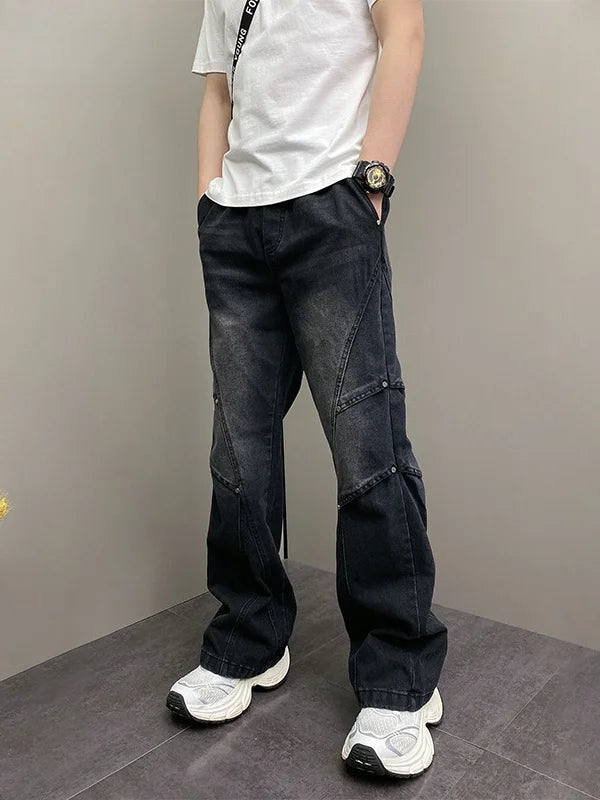 Spring Design Straight Leg Men's Jeans Casual Versatile Loose Wide Leg Pants Classic Washed Denim Trousers for Men