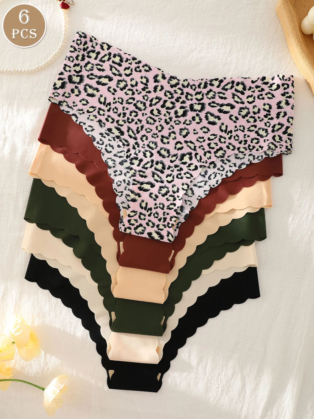 6-Pack Women's Panties, Multi-Color, Seamless, Comfortable, Skin-Friendly, Sexy, Sporty, Invisible Triangle Panties