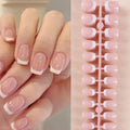 Press On Nails 120 Pcs Short Square French Nails Simple Color Contrast Fun Pattern Fake Nails