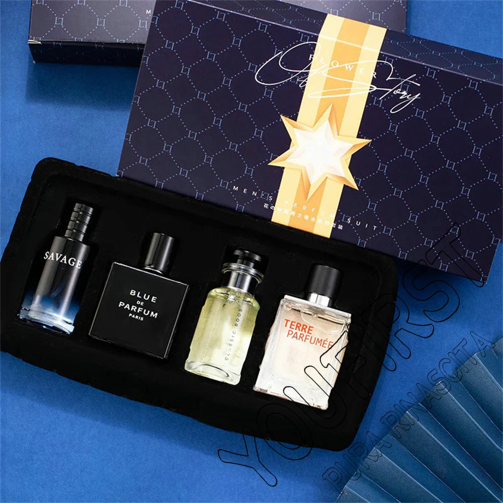 Luxury Brand Perfume Men Cologne Parfums Homme Gift Box 4Pcs Set 100ml Perfumes Masculinos Natural Floral Fruity Scent SprayLuxu