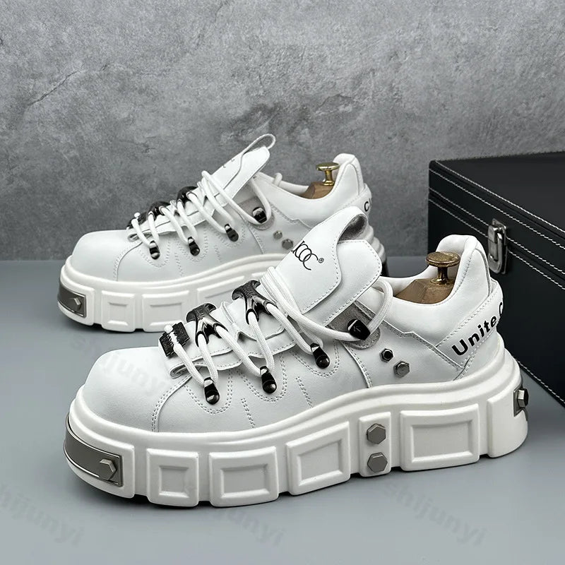 Men Shoes 2025 New Thick Soled Height Increasing Casual Shoes Popular Trend Niche Design Comfortable Non slip Platform sneakers