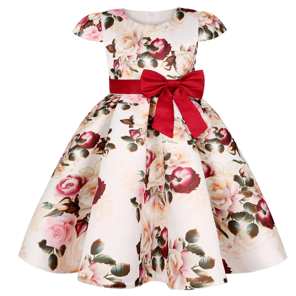 Baby Girls Flower Striped Dress For Girls Floral Wedding Party Dresses Kids Princess Christmas Dress Children Girls Clothing