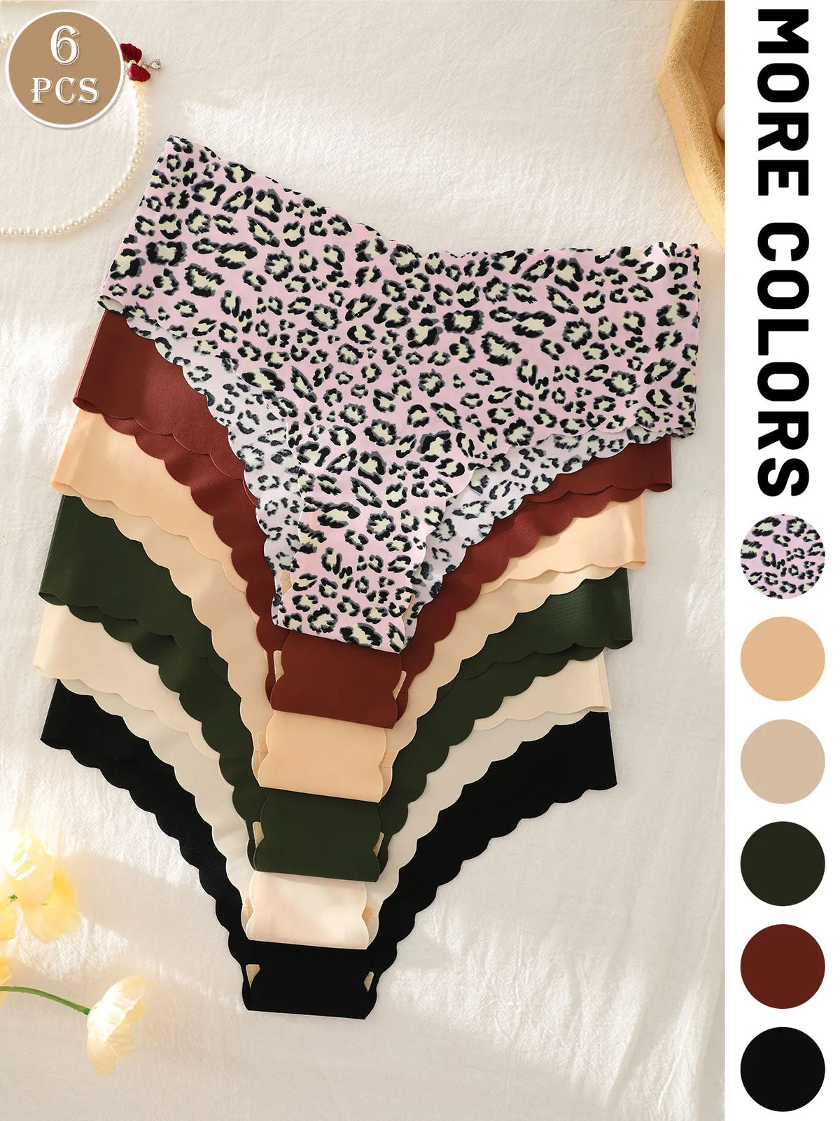 6-Pack Women's Panties, Multi-Color, Seamless, Comfortable, Skin-Friendly, Sexy, Sporty, Invisible Triangle Panties