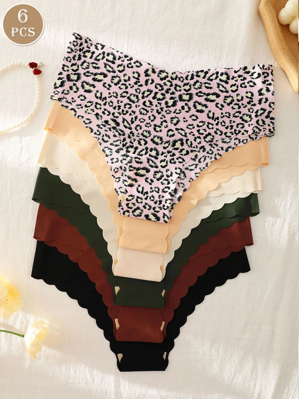 6-Pack Women's Panties, Multi-Color, Seamless, Comfortable, Skin-Friendly, Sexy, Sporty, Invisible Triangle Panties