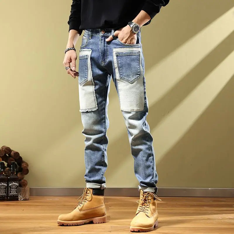Jeans for Men Tapered Harem Mens Cowboy Pants Stylish Trousers Slim Fit Boot Cut Luxury Casual Loose Stretch Harajuku Elastic Xs