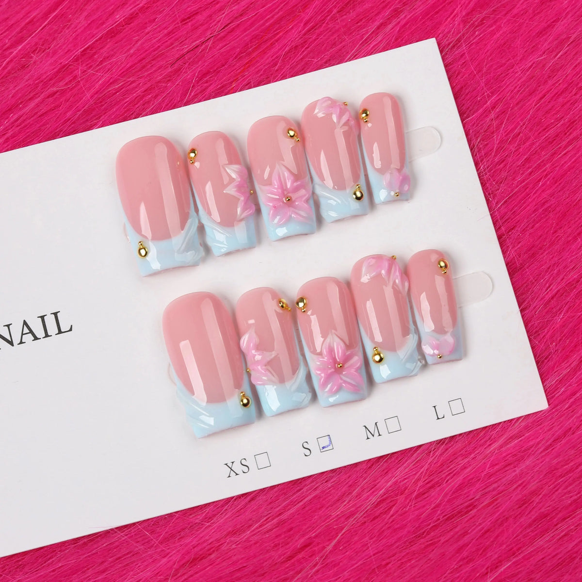 10pcs Y2K-Style Handmade Press-On Nails, Featuring a Full-Coverage Design, They Are Easy to Remove and Reusable. The Nails Boast