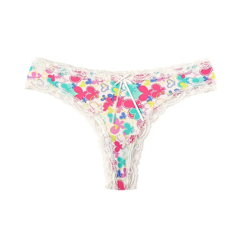 Women Sexy Flowers Panties Low-waist G String Thong Underwear Female Temptation Breathable Lingerie Lace T Pants Intimate