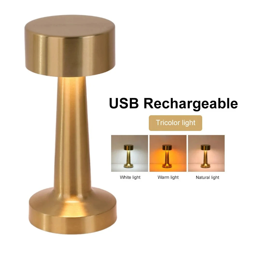 LED Table Lamp Retro Bar Touch Dimmable 3 Color Rechargeable Dining Desktop Night Light for Vintage Desk Lamp Bar Decoration