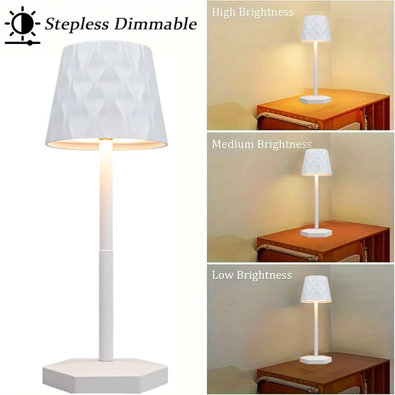 Classic Minimalist Touch Wireless Table Lamp, Decorative Table Lamp, Ripple Lampshade - Black - White - Gold - Multiple Colors Available Led Table Lamp, USB Rechargeable, Three-Color Adjustable Brightness Lighting, Suitable f