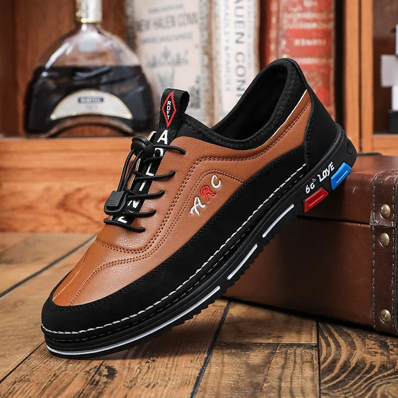 2025 New Men Shoes Breathable Leather Casual Shoe Fashion Business Men Shoes Four Seasons Versatile Tide Shoes Zapatillas Hombre