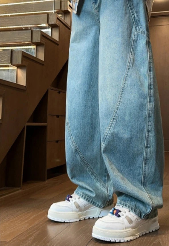 Jeans for Men 2025 New Loose Straight Leg Winter Thick Wide Leg Work Pants