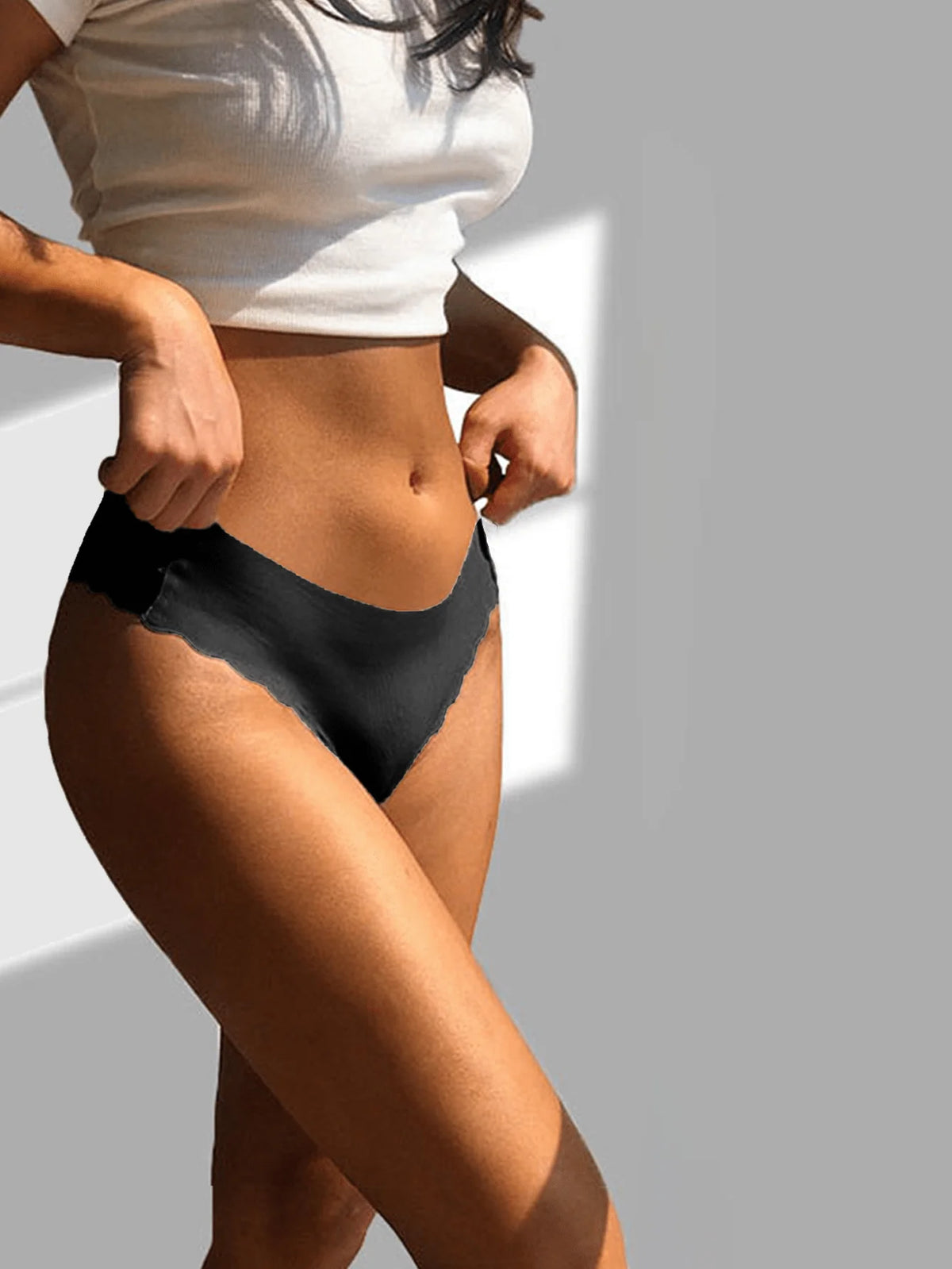 3PCS Women's Solid Panties Seamless Underwear Panties Solid Briefs Mid Rise Sexy V-Cut Waist Comfort Breathable