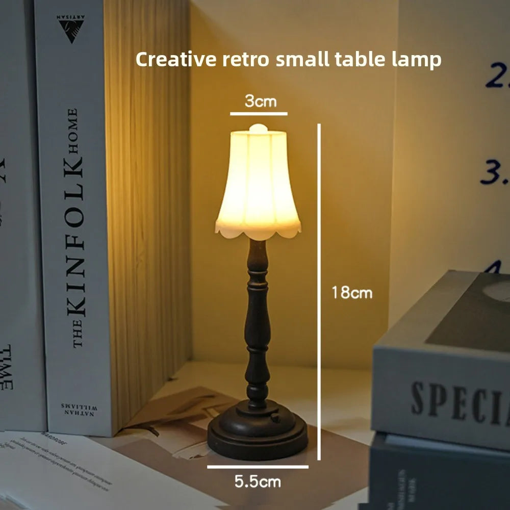 Vintage LED Night Light - European Style Table Lamp for Dorm Bedroom Bedside Creative Ambient Decorative Figurine Gift