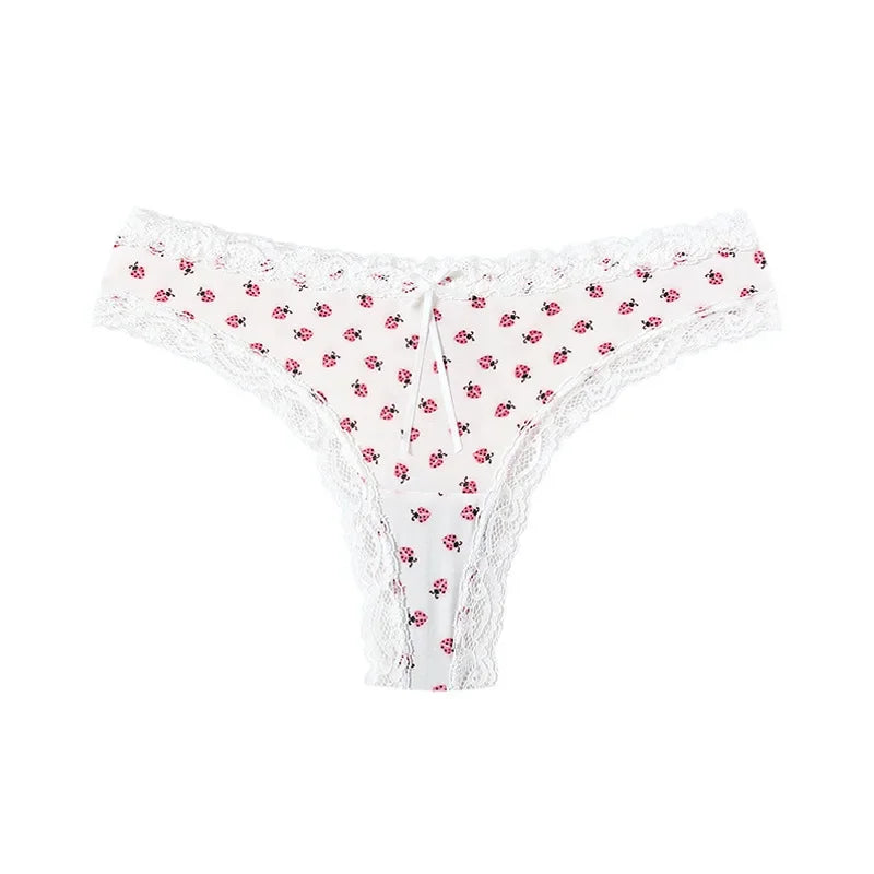 Women Sexy Flowers Panties Low-waist G String Thong Underwear Female Temptation Breathable Lingerie Lace T Pants Intimate