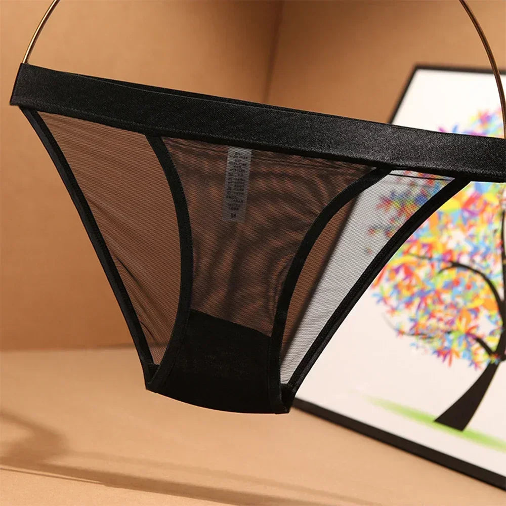 Women's Underwear see Through Seamless Panties Wide Brimmed Mesh Sheer Sexy Lace Ladies Light Girls Low Waist Briefs