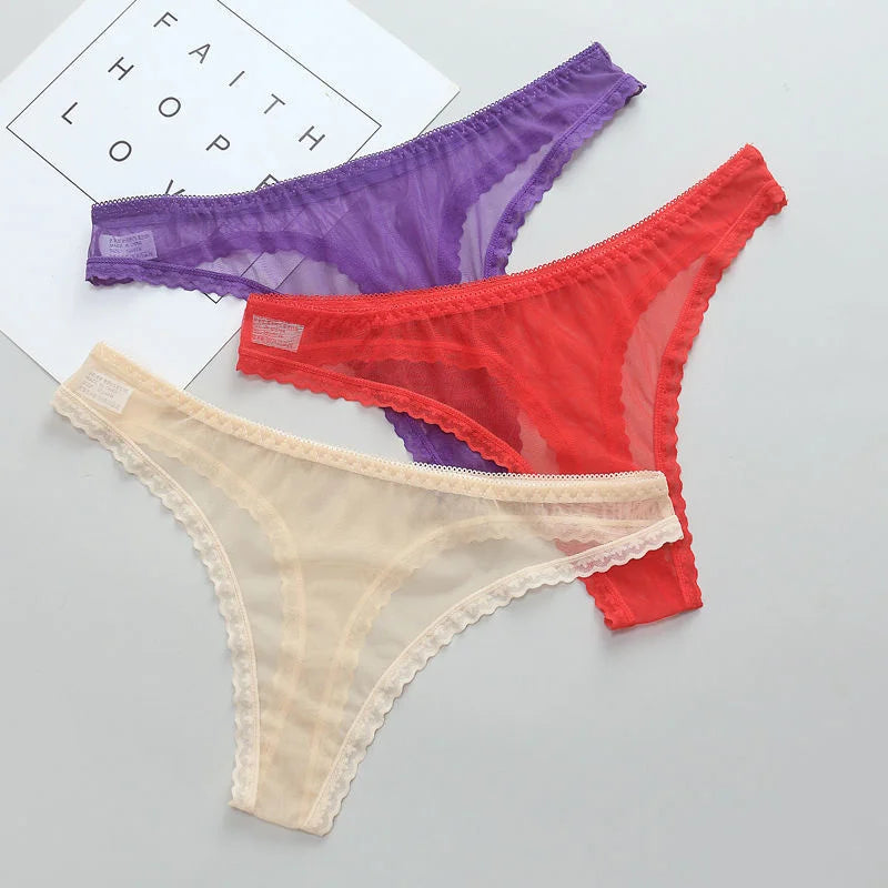 Women's Sexy Transparent Thong Panties  Panties   Lace Underwear PerspectiveSheer PantiesTransparent Knickers MeshBottomSeamless