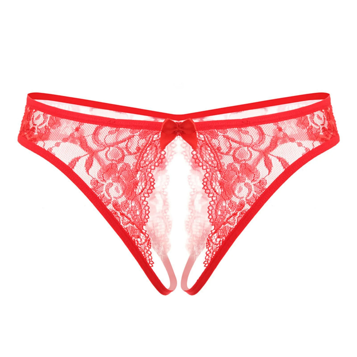 Hot Women's Panties Sexy Lingerie Open Crotch Panties Underwear Lady's Crotchless Thongs G-String With Bow Transparent Briefs