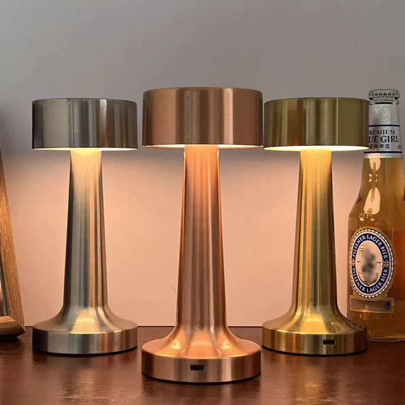 Retro Table Lamp Metal Touch Decor for Bar Coffee Table Restaurant Decoration Light Desk LED Rechargeable Night Lights Bedroom