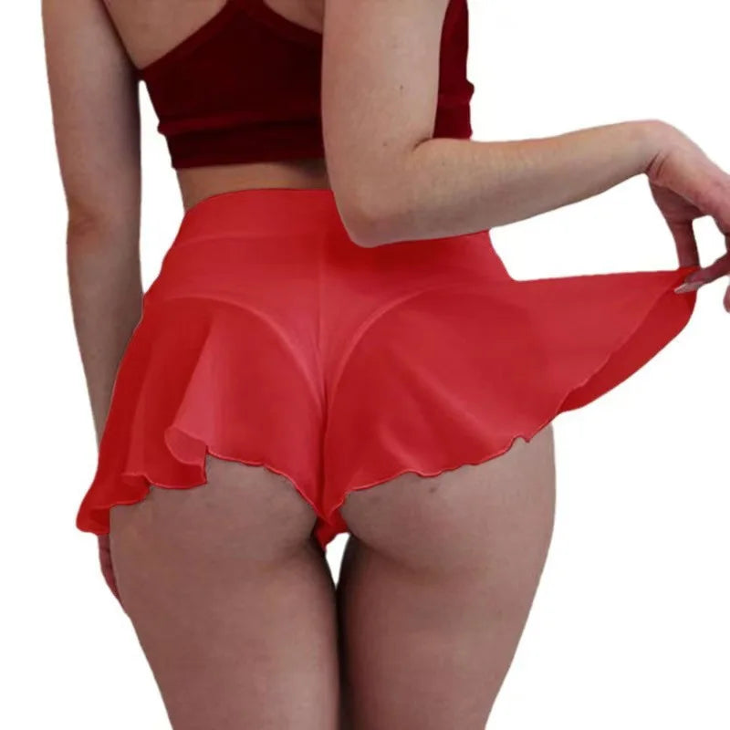 See Through Women Panties Sport Dress Ruffles Dancewear  Sexy Tennis Skirt Lingerie Thongs Sexy Underwear Women Mini Dress