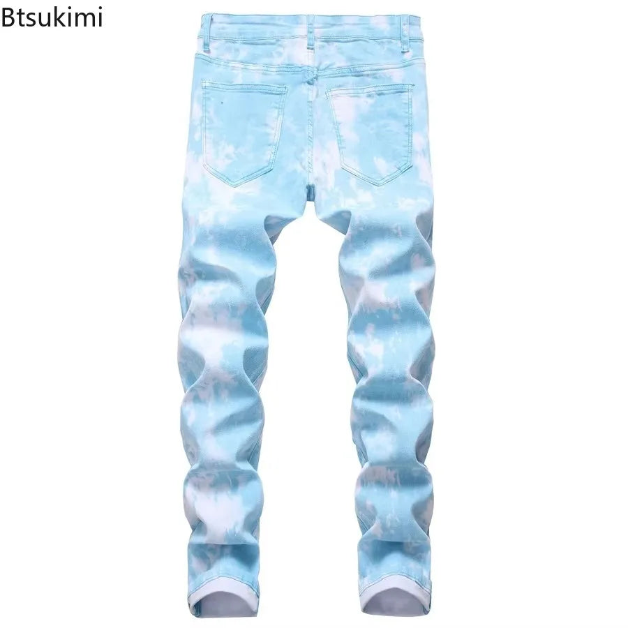 2026 High Quality Colorful Jeans for Men Elastic Slim Straight Casual Trousers Trend Streetwear Male All-match Denim Long Pants