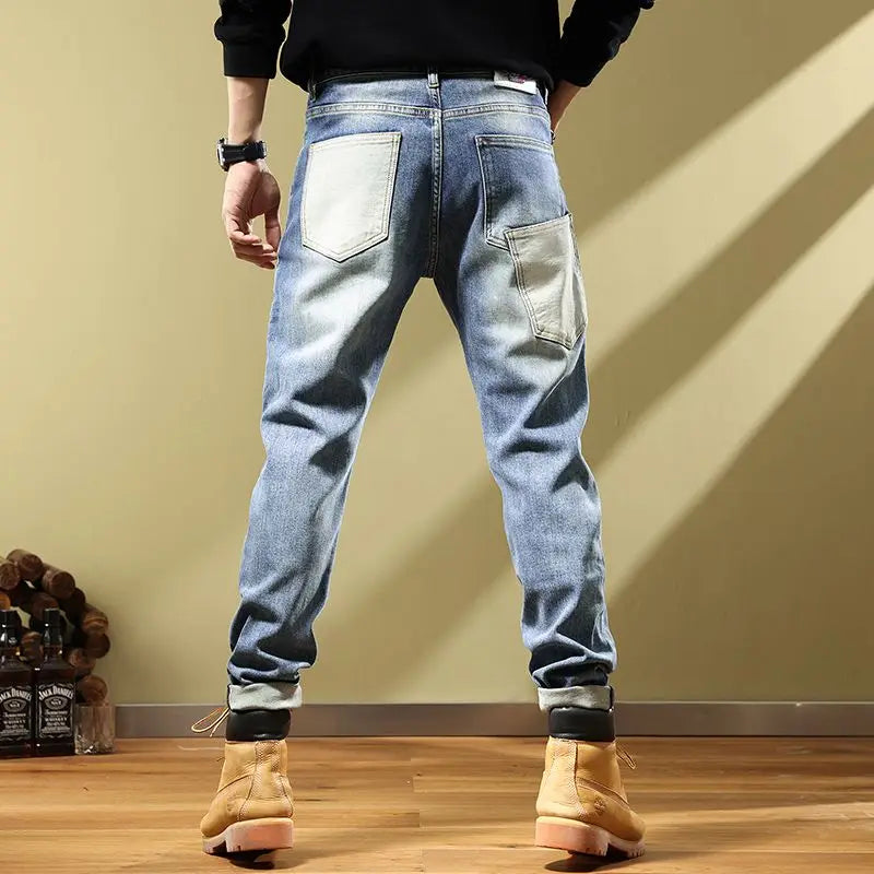 Jeans for Men Tapered Harem Mens Cowboy Pants Stylish Trousers Slim Fit Boot Cut Luxury Casual Loose Stretch Harajuku Elastic Xs