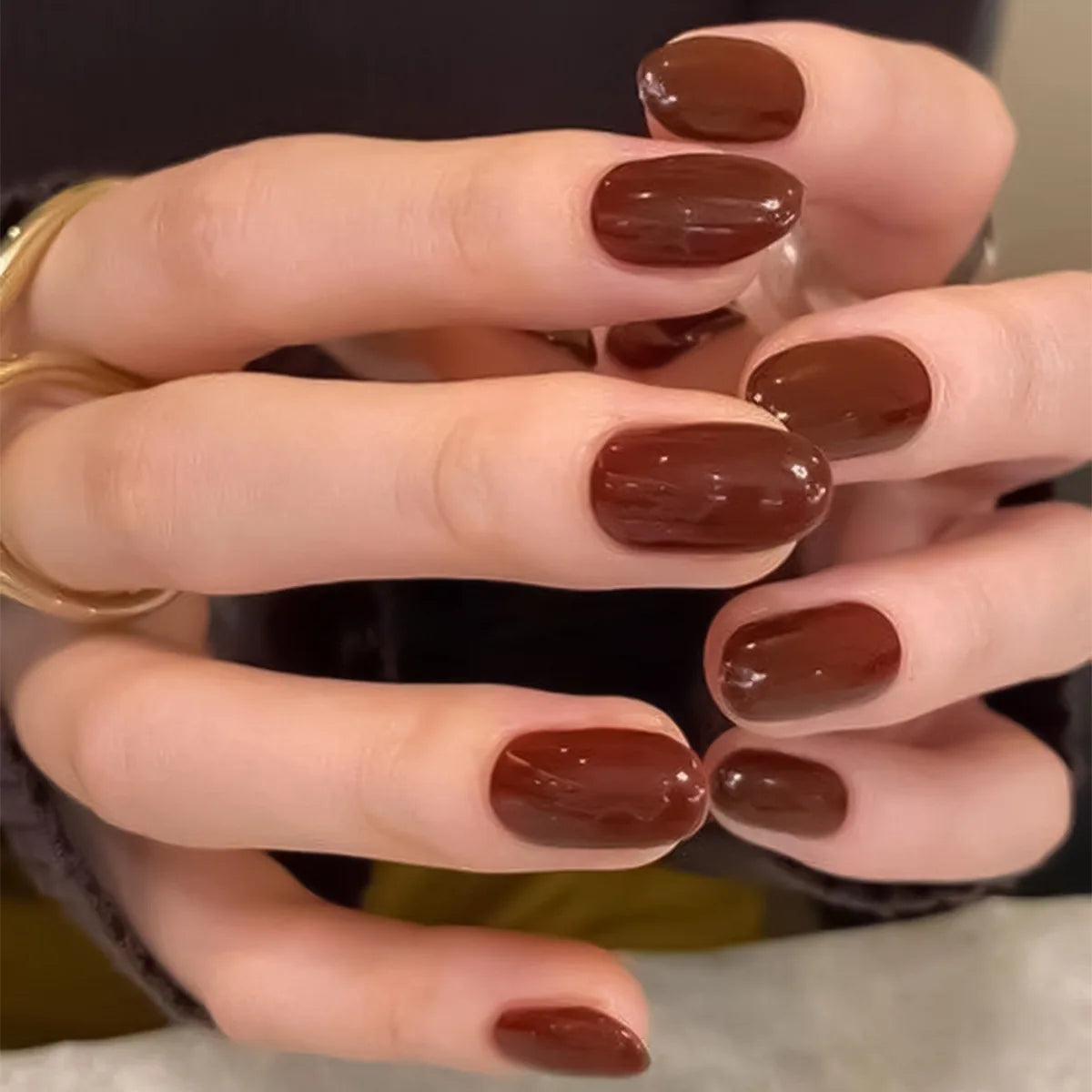 24 Pcs/set Artificial Acrylic Full Coverage Press on Nails Art Short French Fake Nails Red Glossy Removable False Nail Supplies