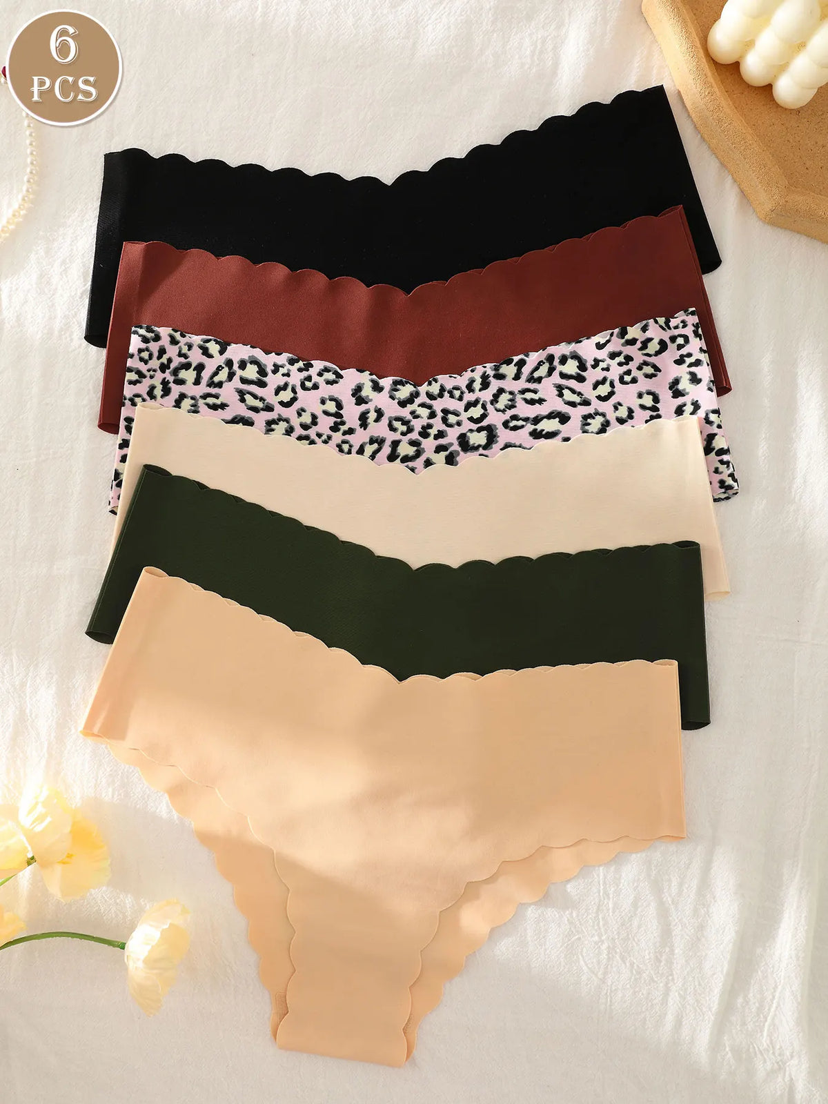 6-Pack Women's Panties, Multi-Color, Seamless, Comfortable, Skin-Friendly, Sexy, Sporty, Invisible Triangle Panties
