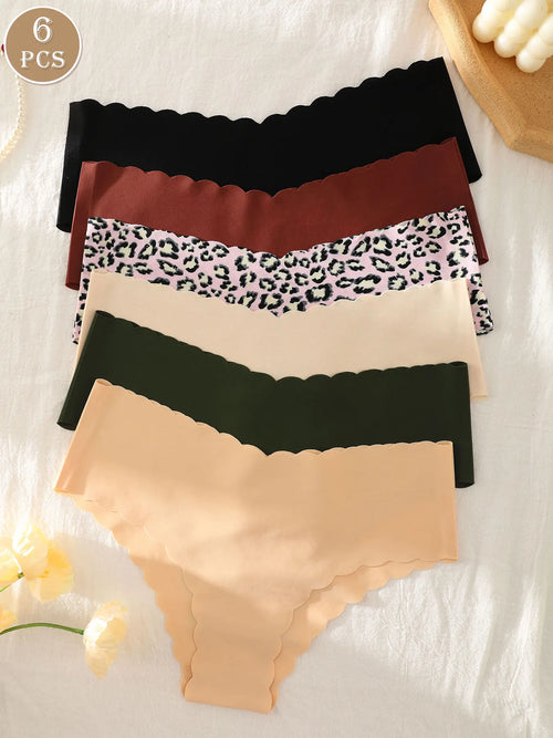6-Pack Women's Panties, Multi-Color, Seamless, Comfortable, Skin-Friendly, Sexy, Sporty, Invisible Triangle Panties