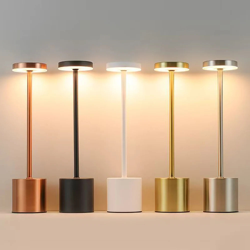 LED Classic Table Lamp USB Rechargeable Night Light Stepless Dimming Touch Desk Lamp 3 Colors Bedside Lamp Bar Hotel Decoration