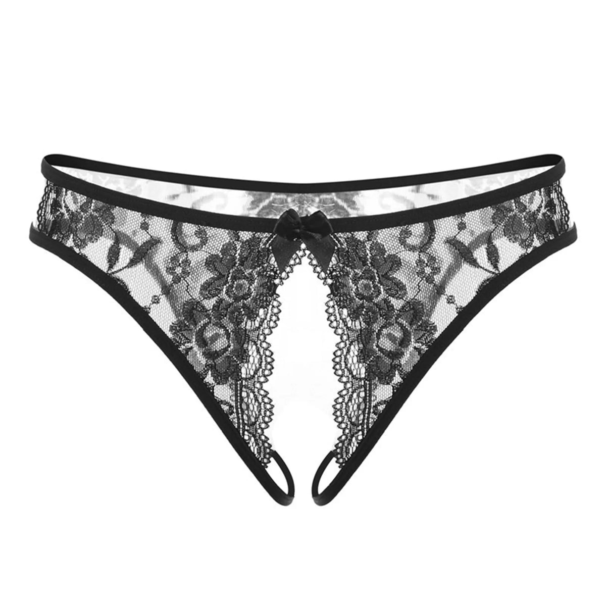Hot Women's Panties Sexy Lingerie Open Crotch Panties Underwear Lady's Crotchless Thongs G-String With Bow Transparent Briefs
