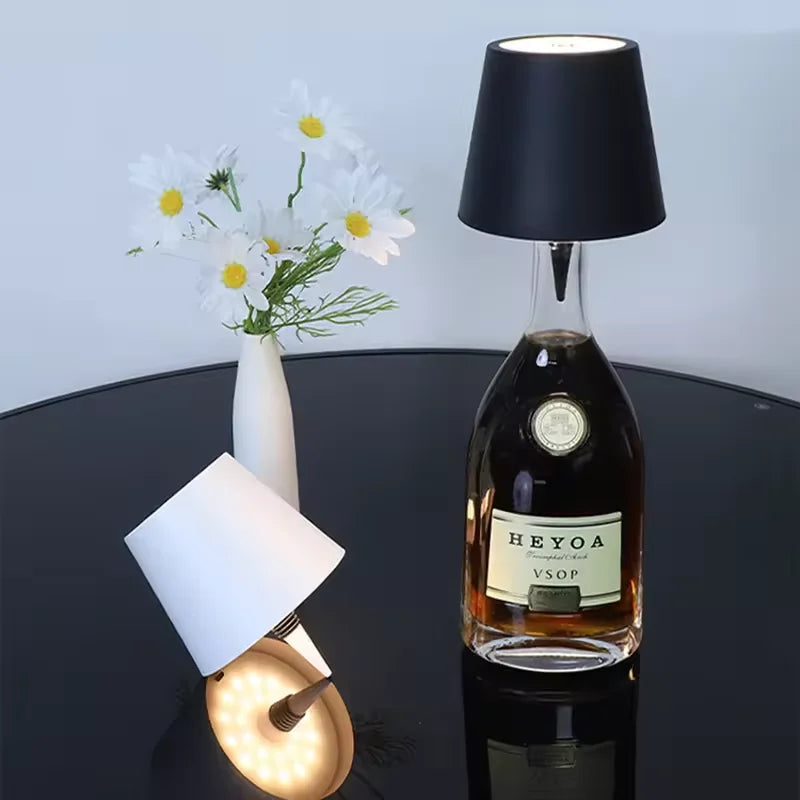 LED Bottle Table Lamp Touch 3 Colors Rechargeable Portable Desktop Decoration Lamp For Bar Restaurant Camping Atmosphere Decor