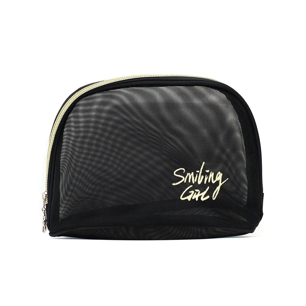 Women Travel Cosmetic Bag Large Capacity Black Mesh Makeup Case Organizer Storage Pouch Casual Zipper Toiletry Make Up Wash Bags
